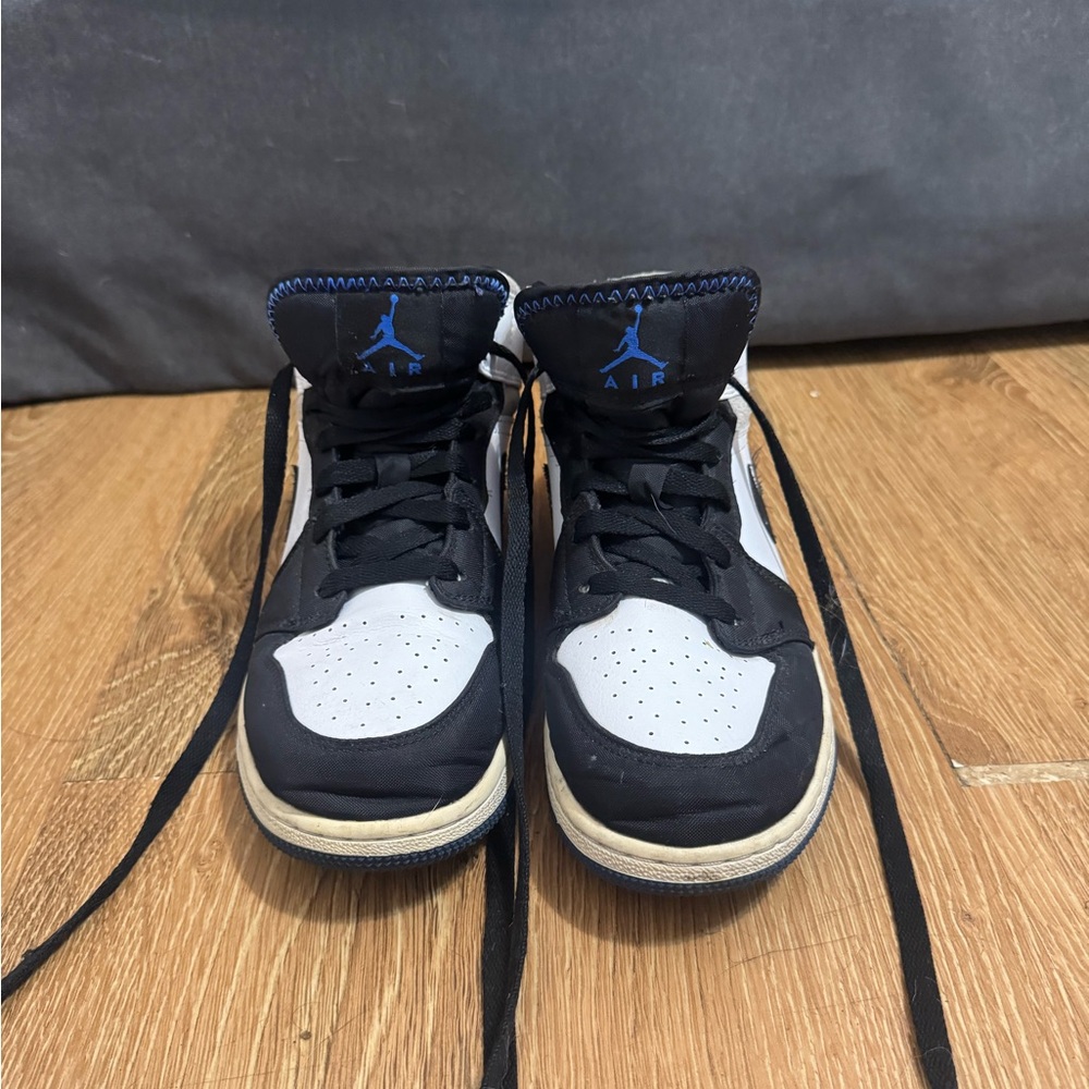 Jordan Black and White Sneakers with Blue Accents
